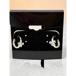 S925 Flower Shape Hoop Earrings Metal Lobe No Stone Fashion Jewelry